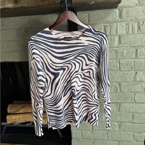 J. Crew Navy and Pink Swirl Cashmere Sweater